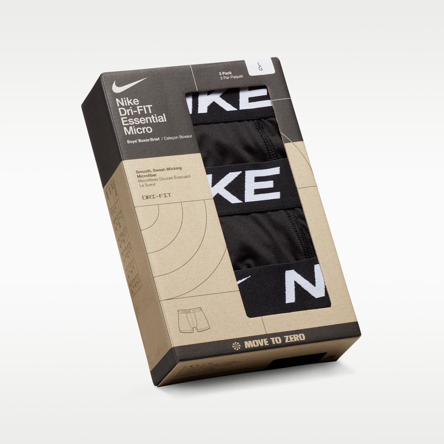 Детские однотонные боксёры Nike Dri-FIT, 3 шт, цвет: Чёрный — фото 5
