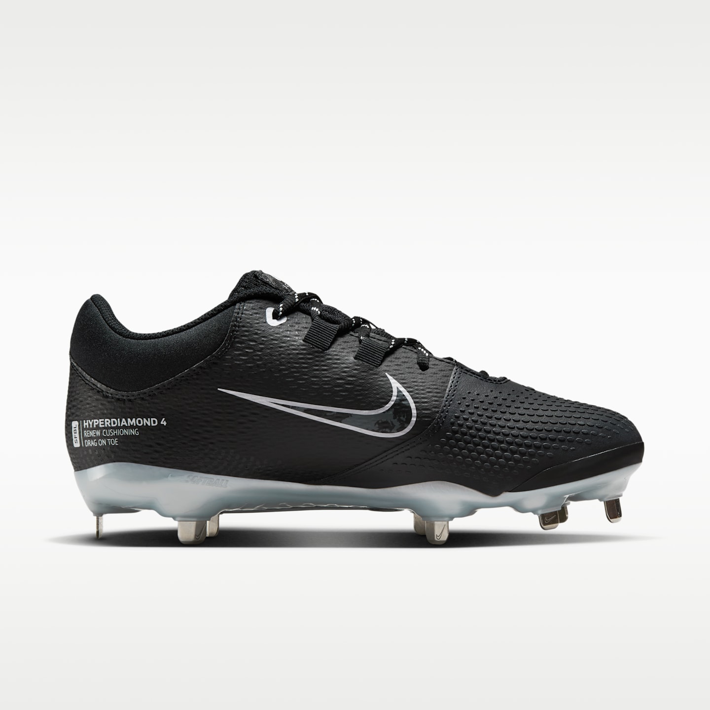 Женские бутсы Nike Hyperdiamond 4 Pro Softball Cleats, цвет: Чёрный / Чистый платиновый — фото 3