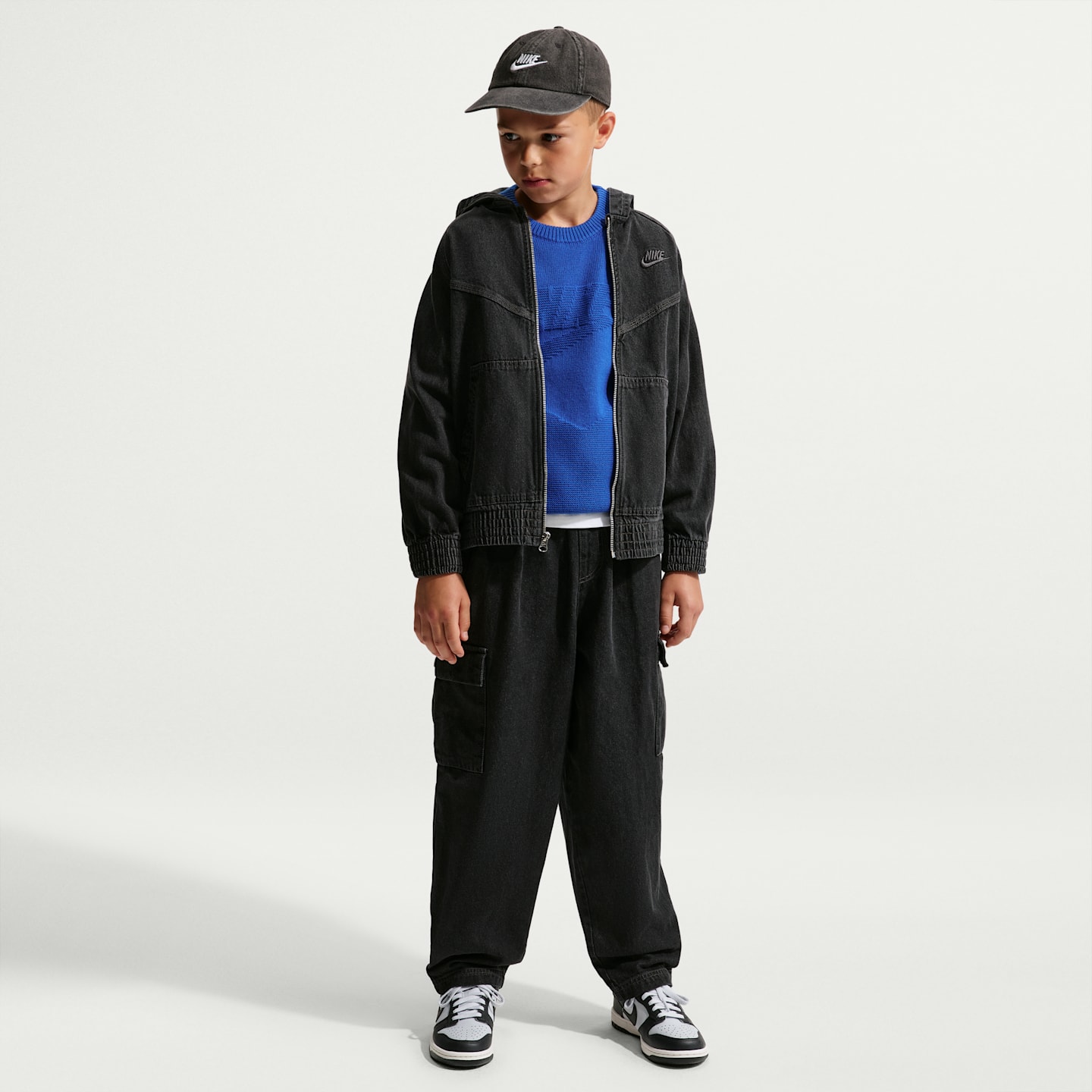 Детская куртка Nike Sportswear Collection Full-Zip Hooded Denim, цвет: Чёрный / Антрацитовый — фото 7
