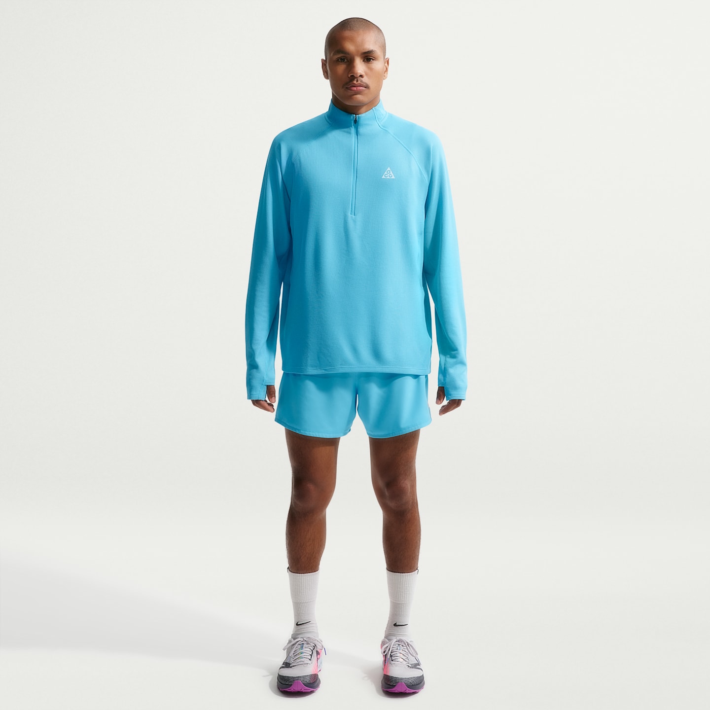 Мужской топ для трейлраннинга на молнии 1/4 Nike ACG Dri-FIT Mid-Layer, цвет: Синий / Снежный белый — фото 4