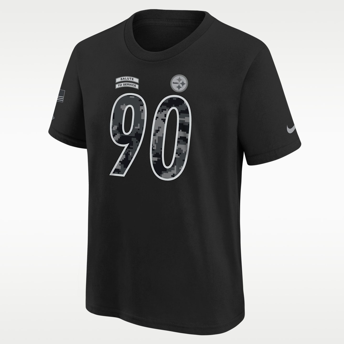 Детская футболка Nike T.J. Watt Pittsburgh Steelers Salute to Service NFL, цвет: Чёрный — фото 1