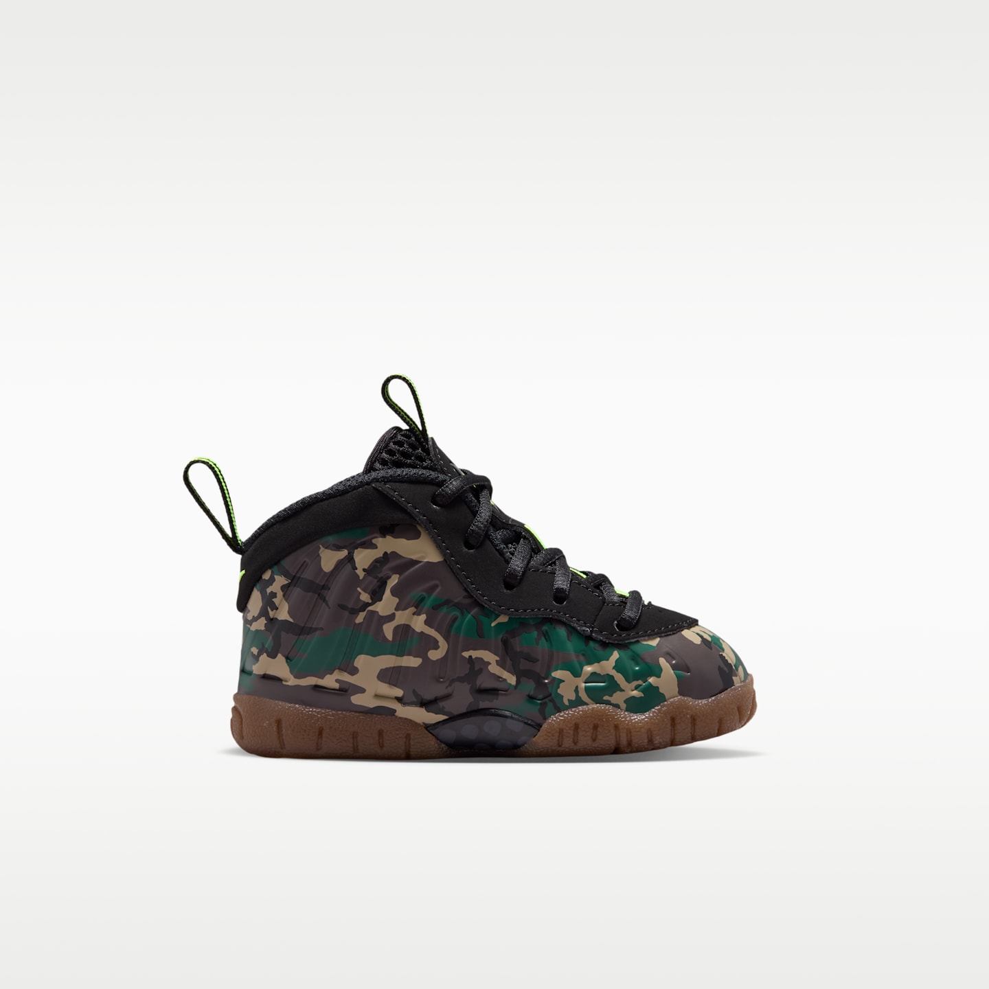 Детские кроссовки Nike Little Posite Pro Premium, цвет: Чёрный / Зелёный — фото 3