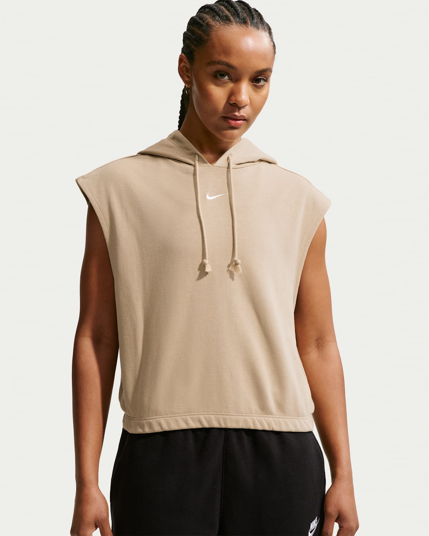 Женский топ Nike Sportswear Phoenix Fleece без рукавов, цвет: Льняной / Молочный — фото 6