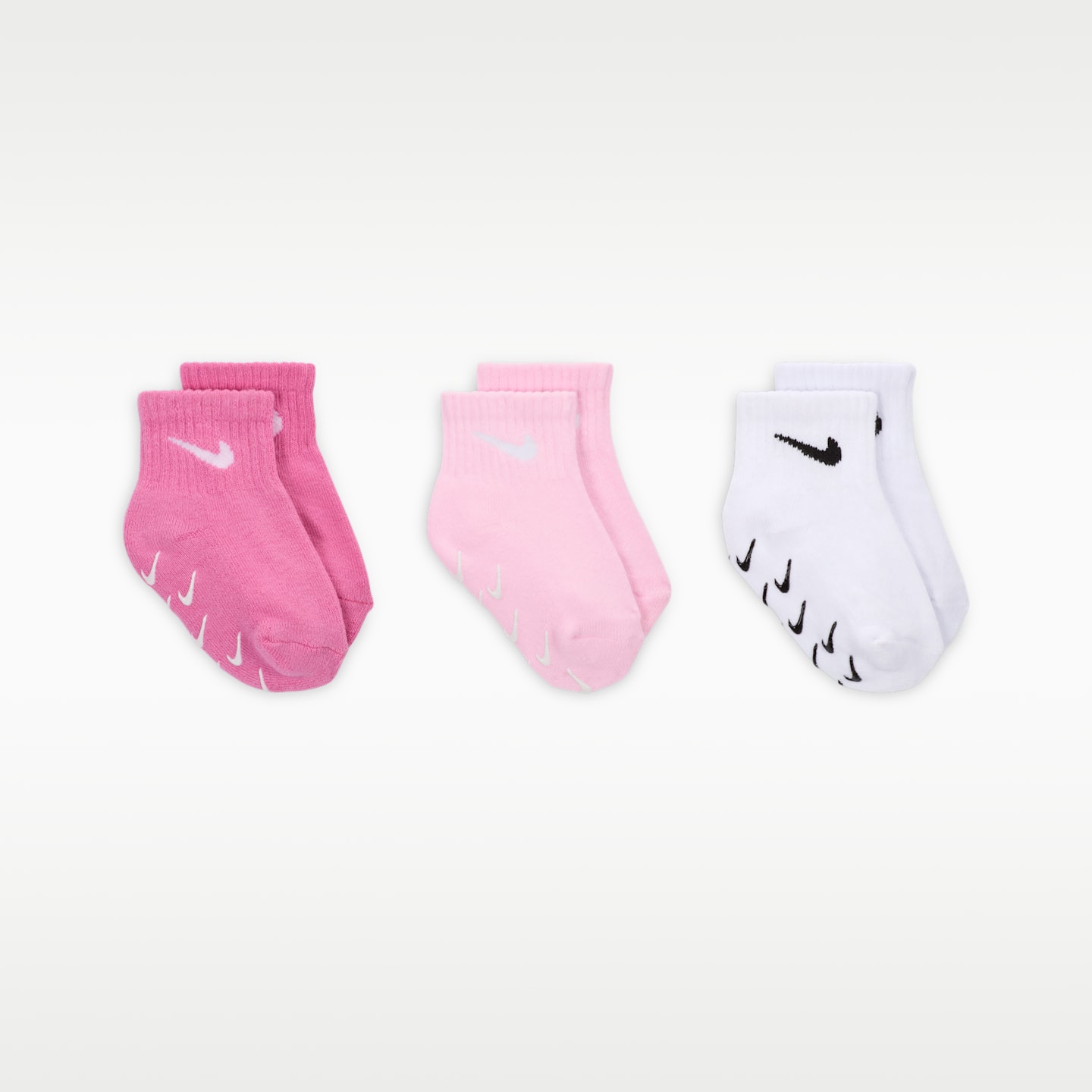 Нескользящие короткие носки для малышей Nike, 3 пары, цвет: Фламинго — фото 2