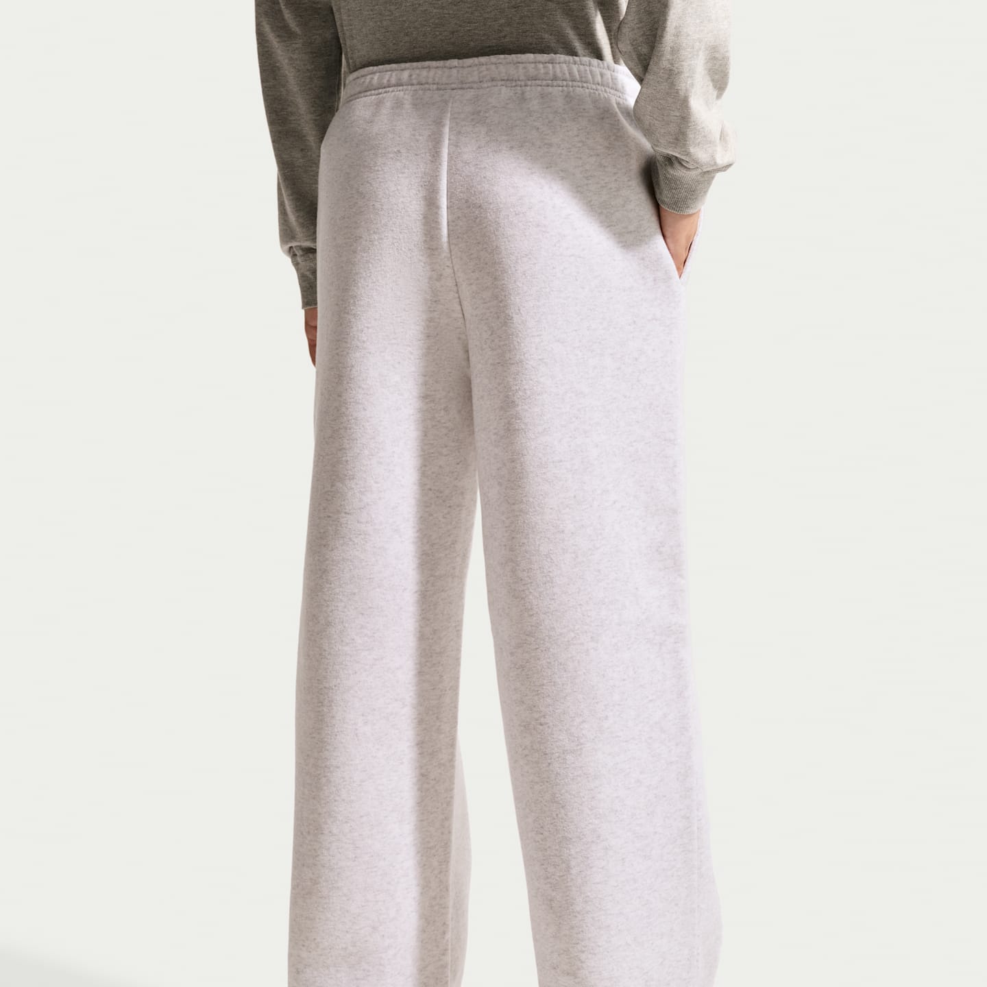 Брюки Nike Sportswear Studio Fleece Open-Hem Pants для девочек, цвет: Берёзовый меланжевый / Белый — фото 3