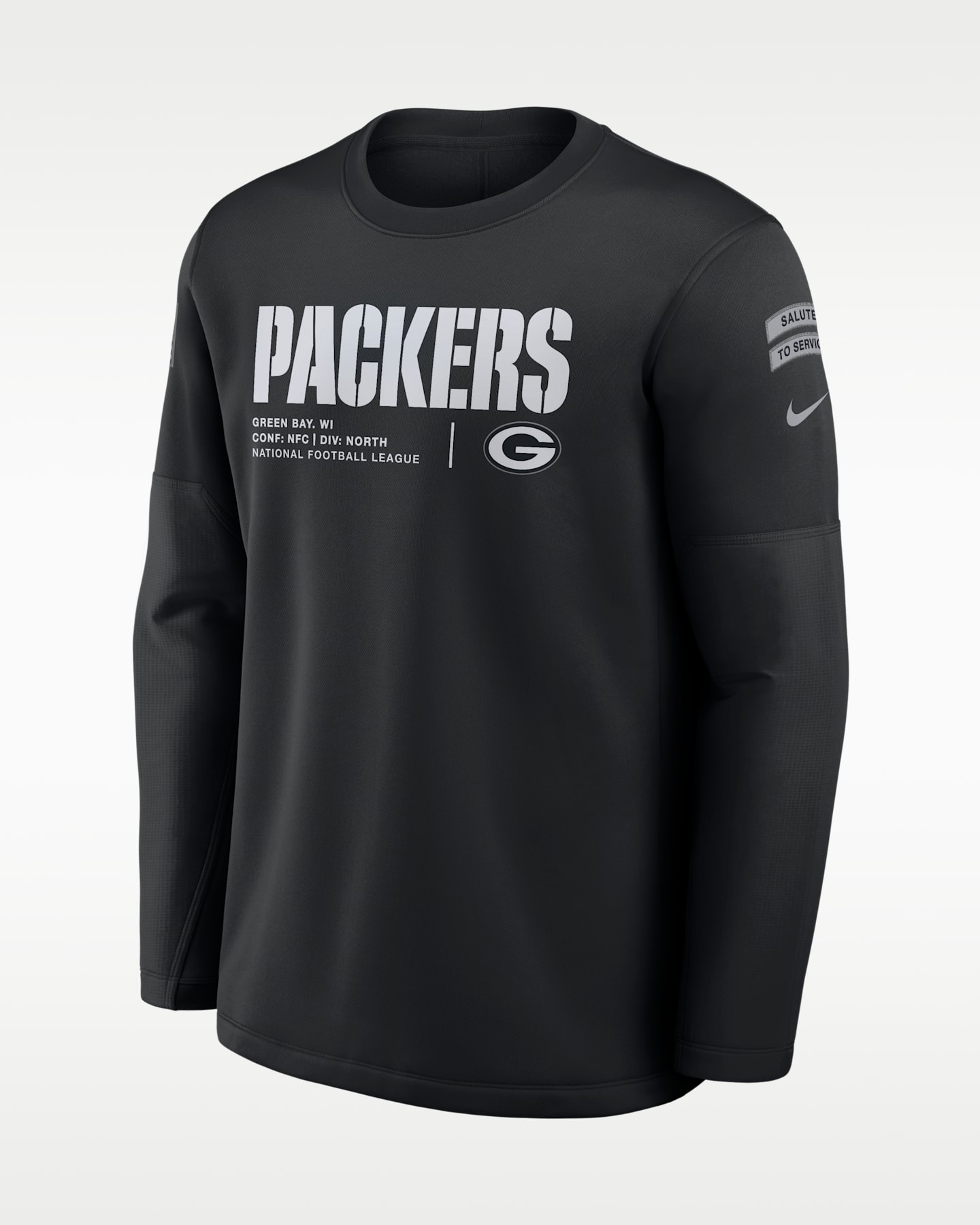 Мужской свитшот Nike Green Bay Packers Salute to Service Sideline Coaches NFL, цвет: Чёрный — фото 3