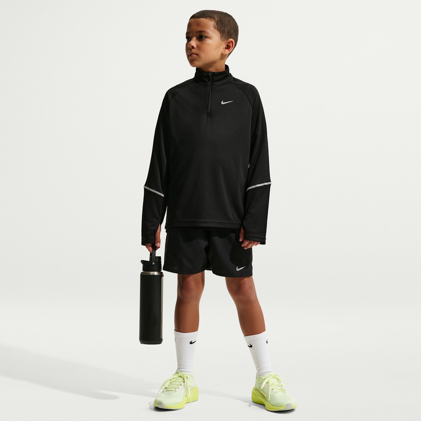 Детский топ Nike Miler Dri-FIT на молнии 1/2, цвет: Чёрный — фото 4