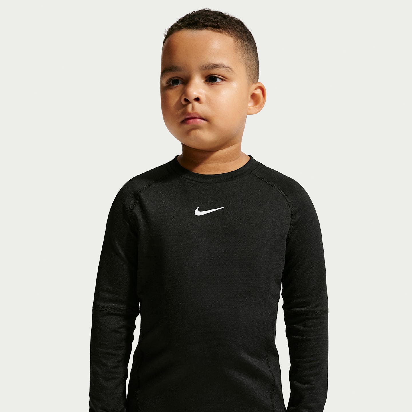 Детский топ Nike Pro Dri-FIT Warm Long-Sleeve Top, цвет: Чёрный — фото 1