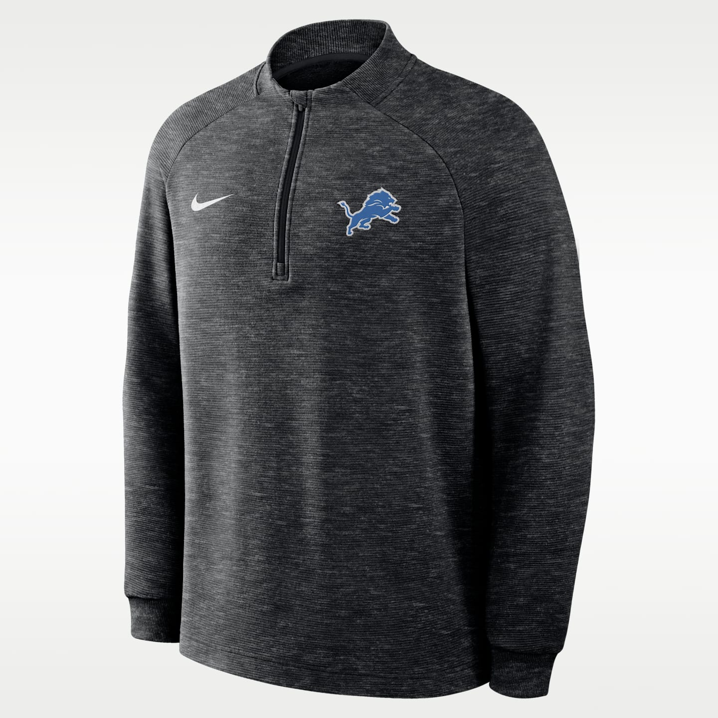 Мужской свитер Nike Detroit Lions Par Therma-FIT NFL Half-Zip Pullover, цвет: Чёрный меланжевый — фото 1