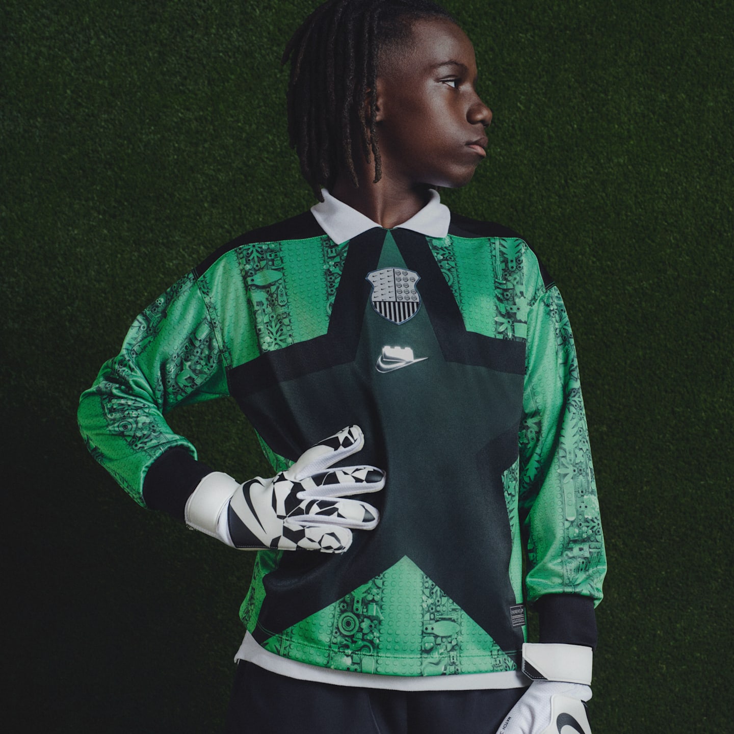 Детский топ Nike x LEGO® Collection Goalkeeper Jersey, цвет: Чёрный — фото 10