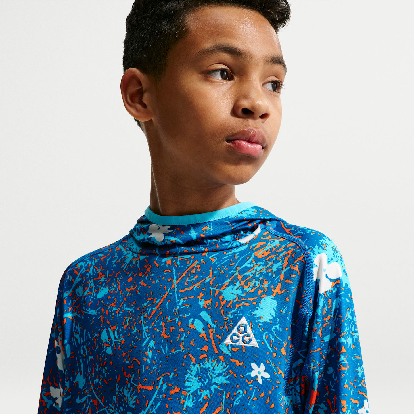 Детский топ с длинным рукавом Nike ACG с UV-защитой, цвет: Синий / Снежный белый — фото 3