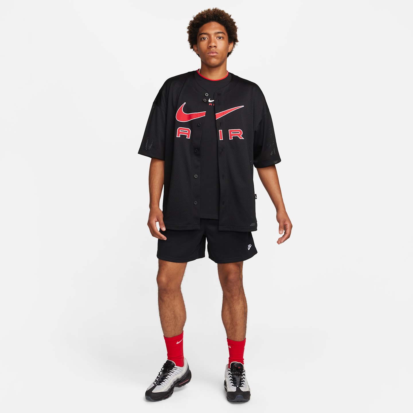 Мужские сетчатые шорты Nike Club Flow, цвет: Чёрный / Белый — фото 6