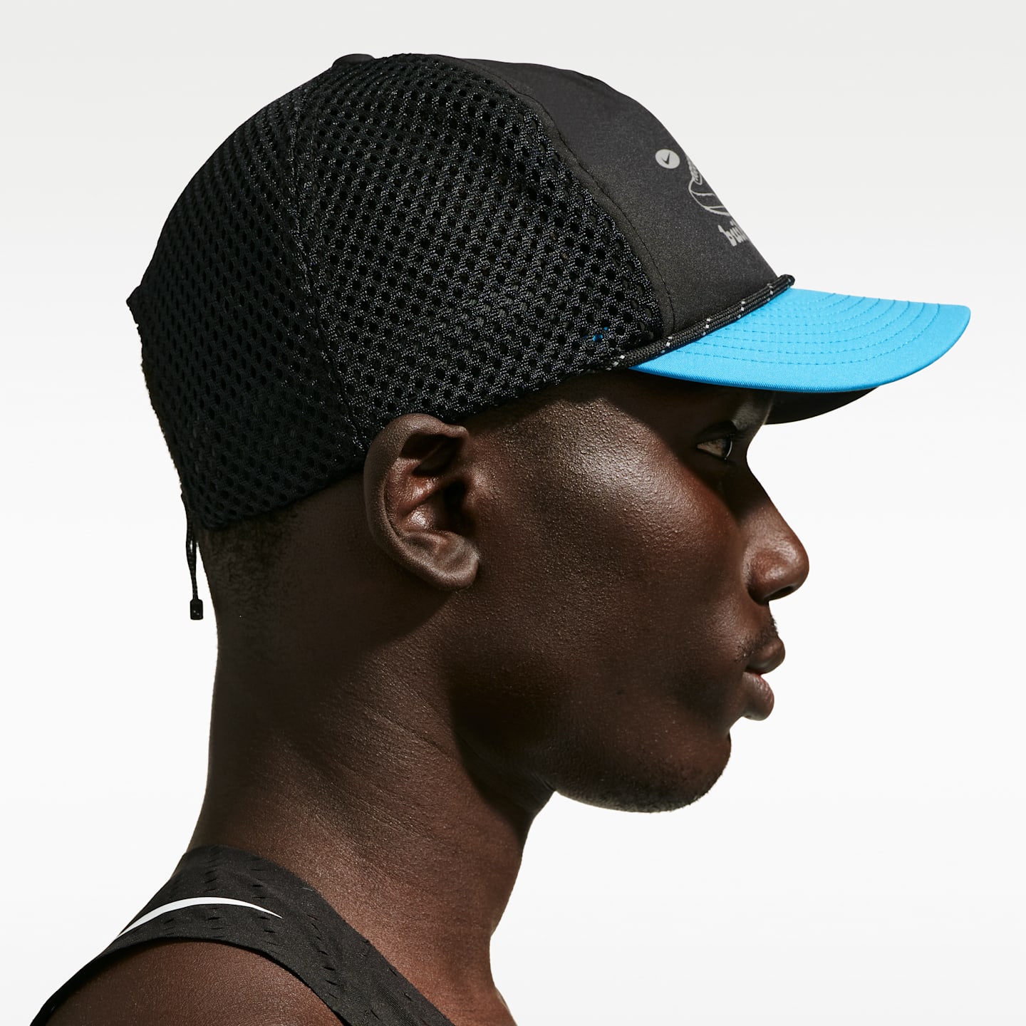 Беговая кепка Nike Pro Dri-FIT Unstructured с принтом, цвет: Чёрный / Светлый синий — фото 2