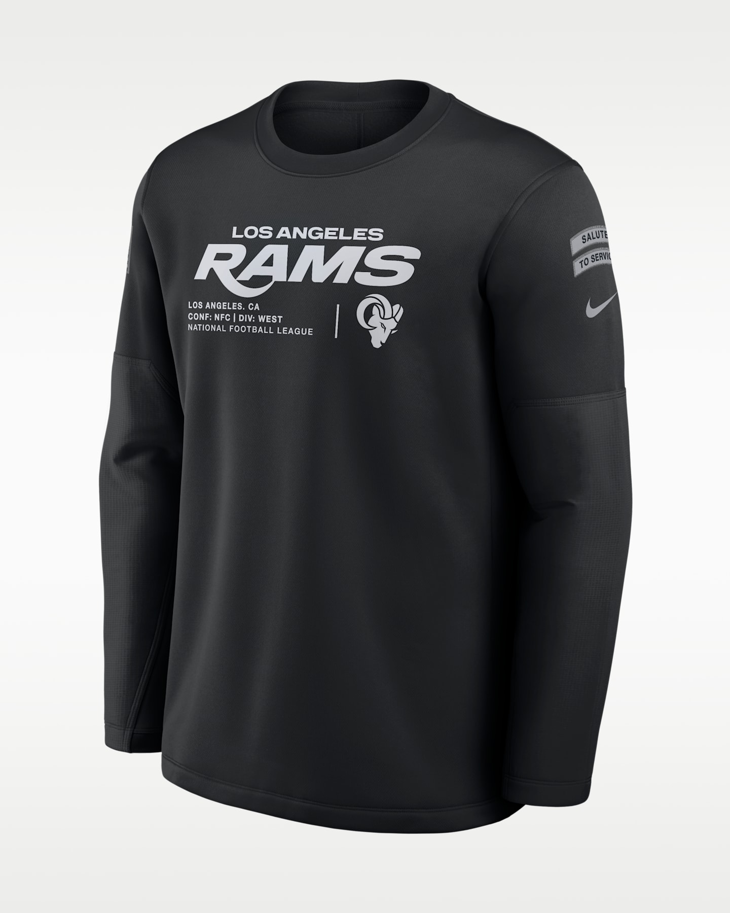 Мужской свитшот Nike NFL Los Angeles Rams Salute to Service Sideline Coaches, цвет: Чёрный — фото 3