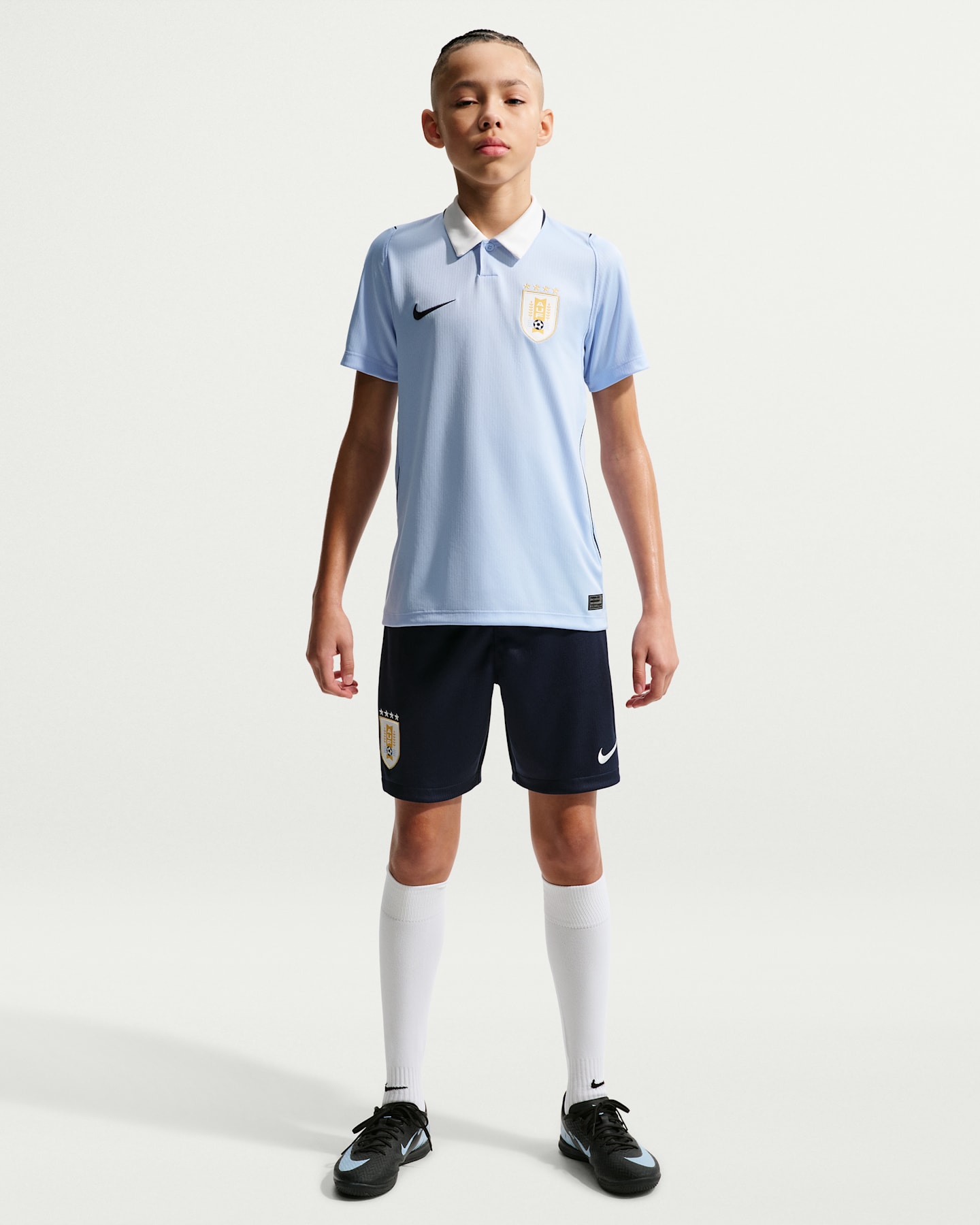 Детские шорты Nike Uruguay 2026 Stadium Home Dri-FIT Soccer Replica, цвет: Обсидиановый / Снежный белый — фото 6