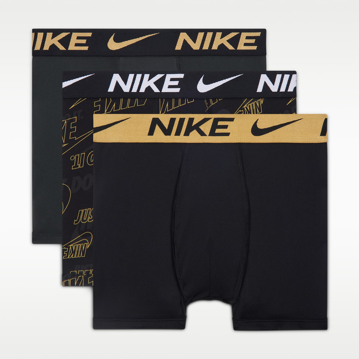 Детские боксёры Nike Dri-FIT с мелким принтом, 3 шт, цвет: Чёрный — фото 1
