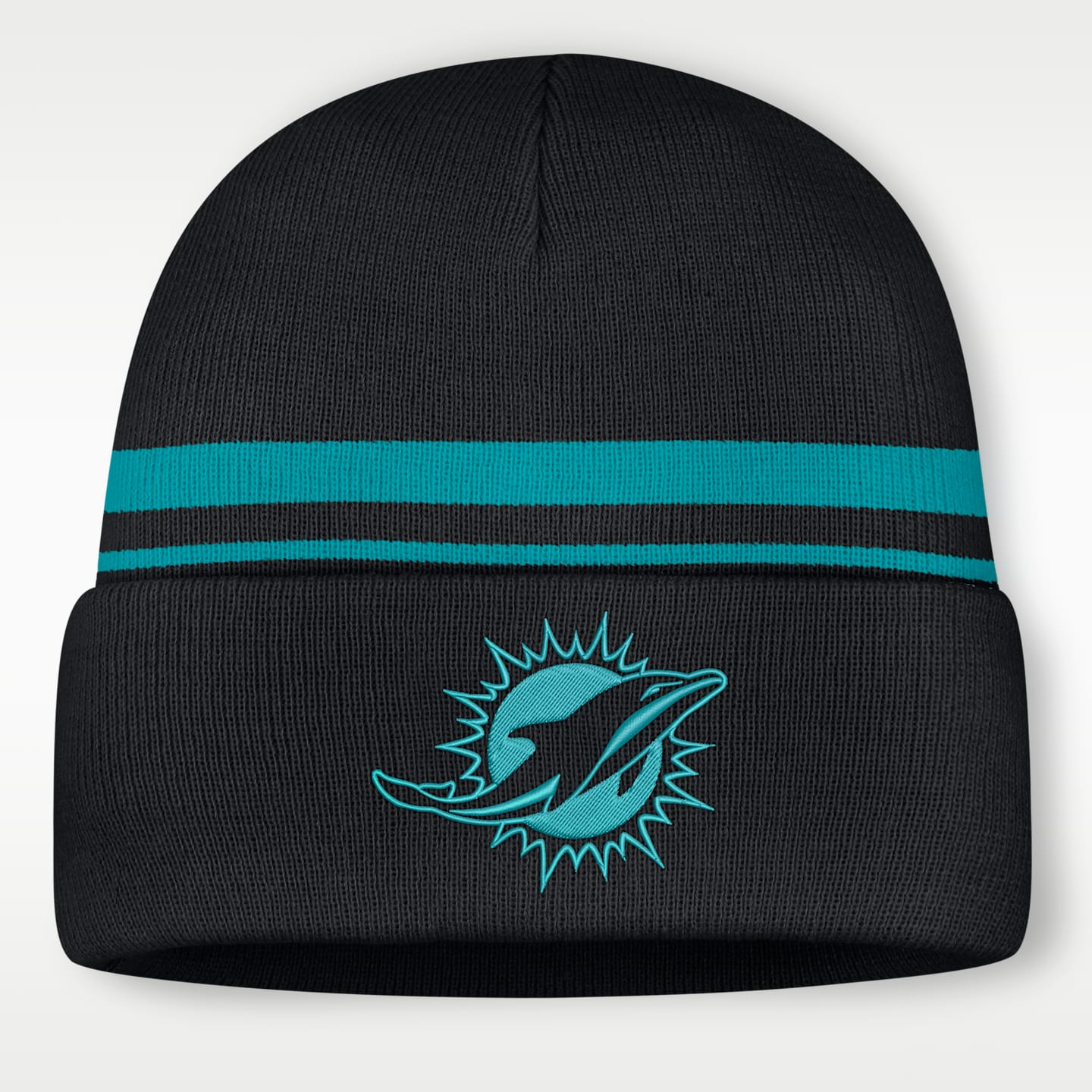 Мужская шапка-бини Nike NFL Miami Dolphins Primetime Utility с отворотом, цвет: Чёрный — фото 1