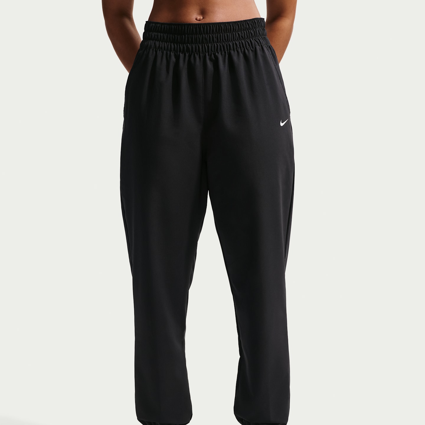 Женские джоггеры Nike One Dri-FIT High-Waisted 7/8, большие размеры, цвет: Чёрный / Белый — фото 2