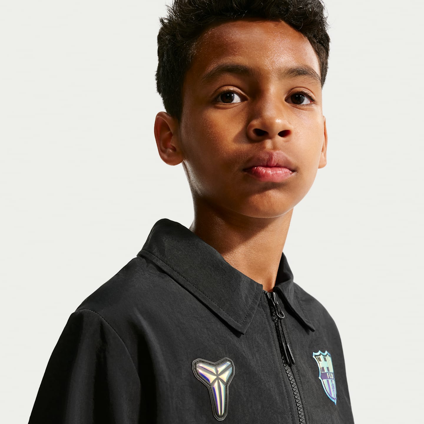 Детская футбольная ветровка Nike FC Barcelona Away Kobe, цвет: Чёрный / Фиолетовый — фото 3