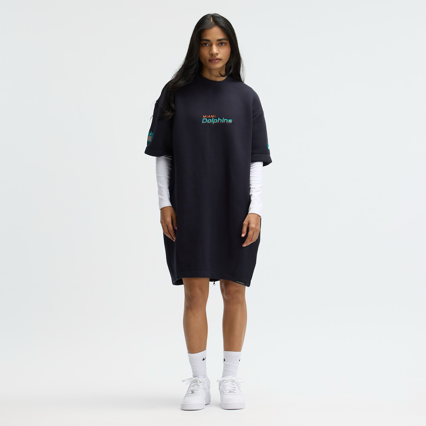 Женское платье Nike NFL Miami Dolphins Rivalries Collection из флиса Tech оверсайз, цвет: Тёмно-синий — фото 3