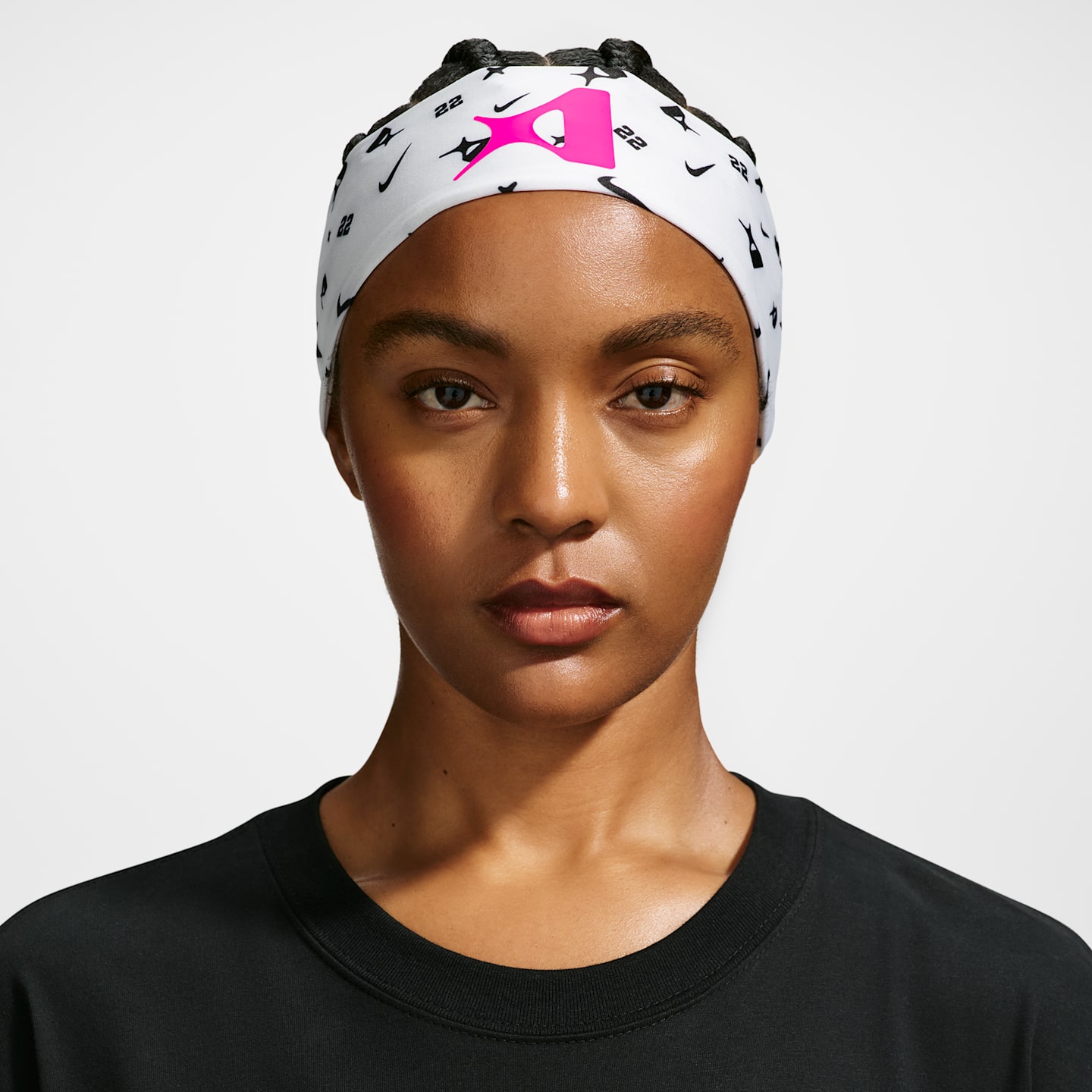 Повязка на голову Nike A'ja Wilson Dri-FIT Fury Classic для баскетбола, цвет: Белый / Чёрный — фото 1