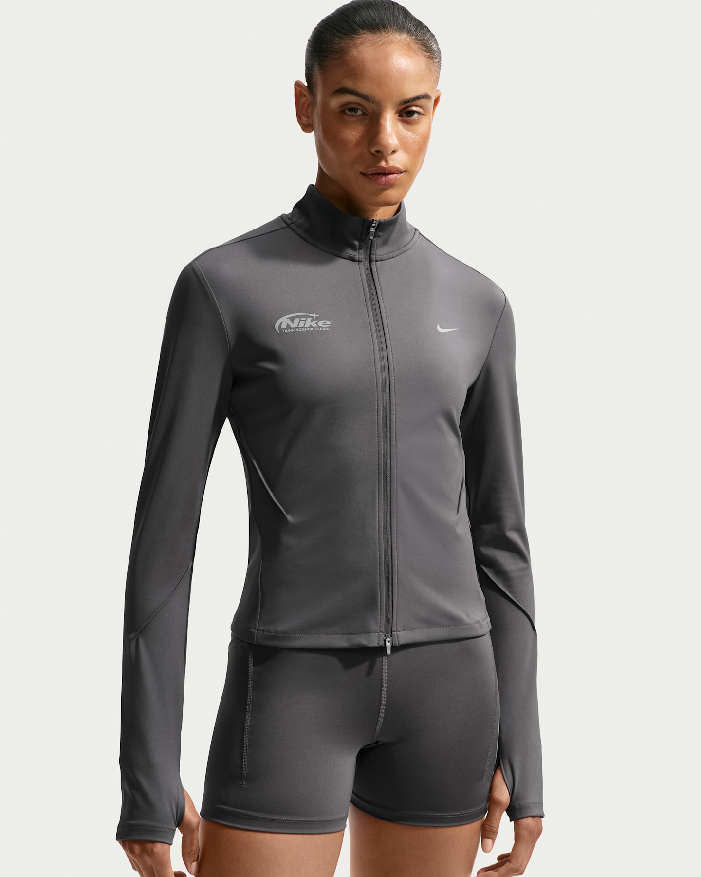 Женский топ Nike Swift Dri-FIT Full-Zip Mid-Layer Running Top, цвет: Средний пепельный — фото 6