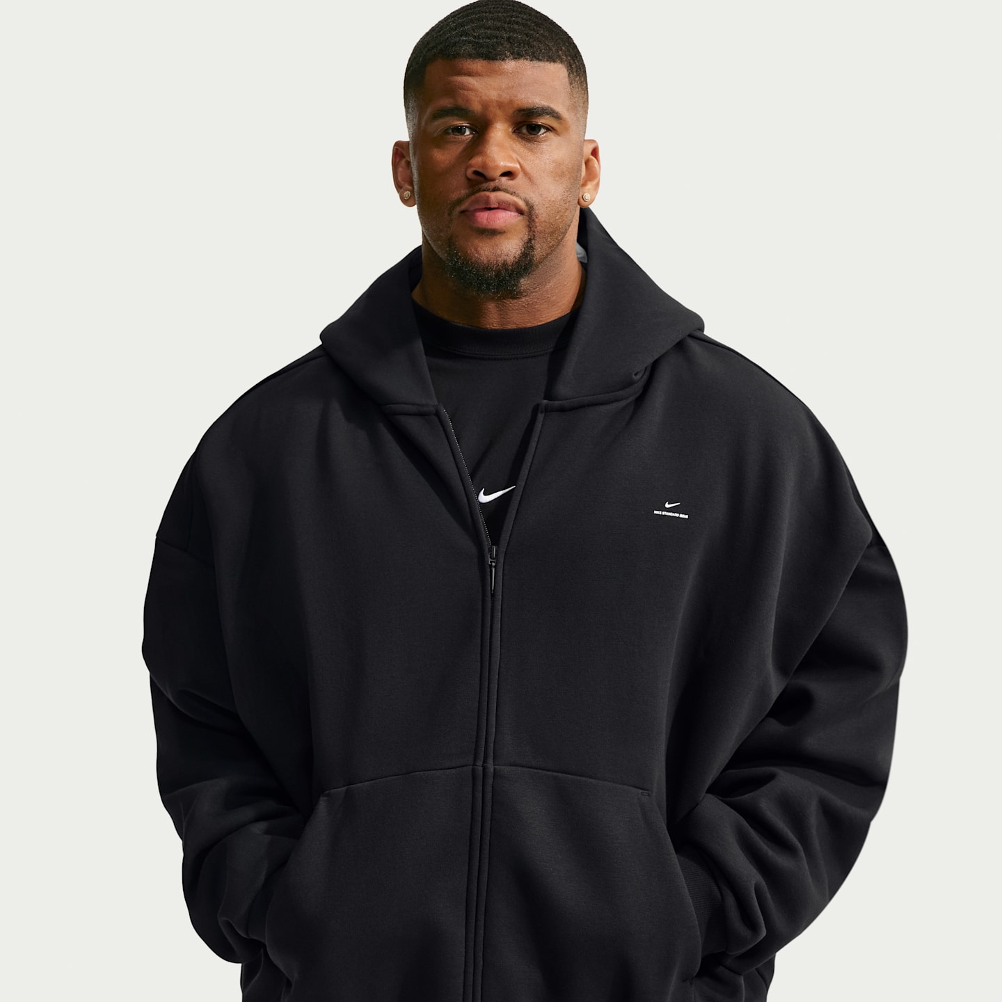Мужское баскетбольное худи на молнии Nike Standard Issue Therma-FIT, цвет: Чёрный / Бледная слоновая кость — фото 6