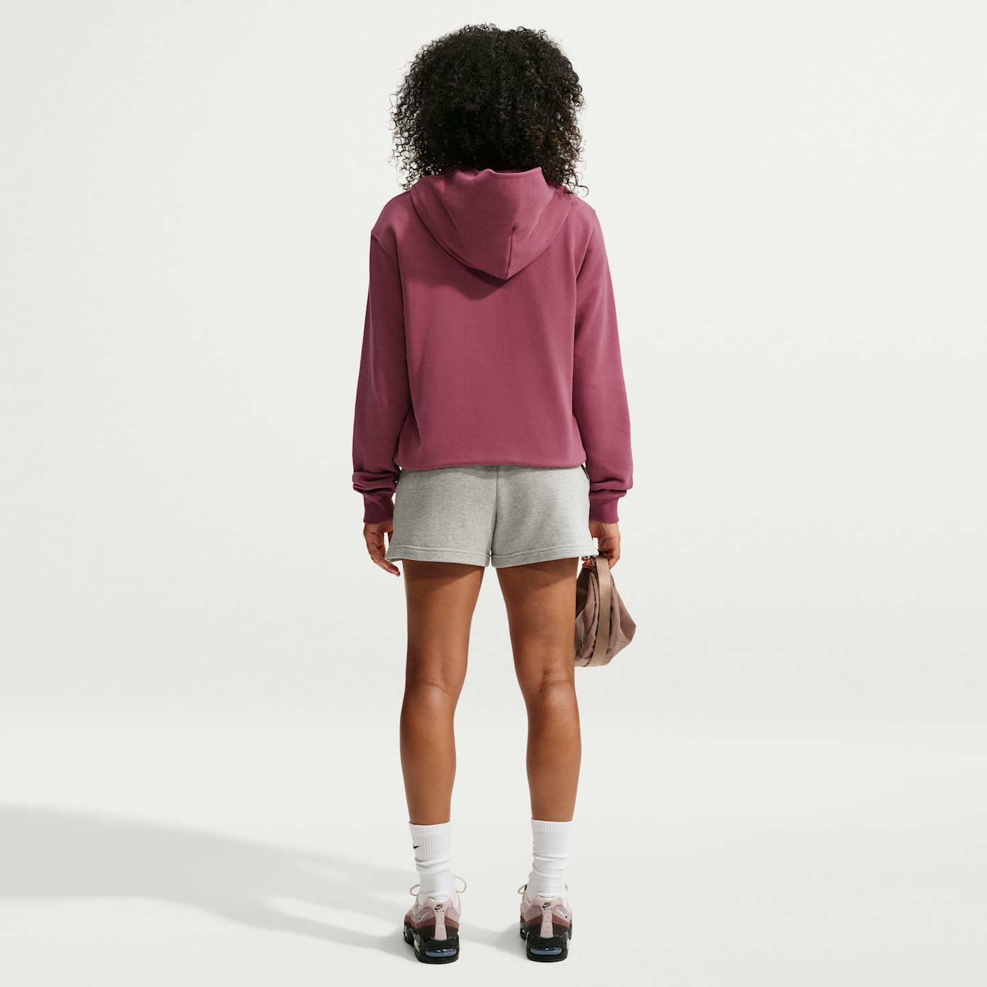 Женское худи Nike Studio Fleece Lightweight French Terry, цвет: Розовый / Молочный — фото 5