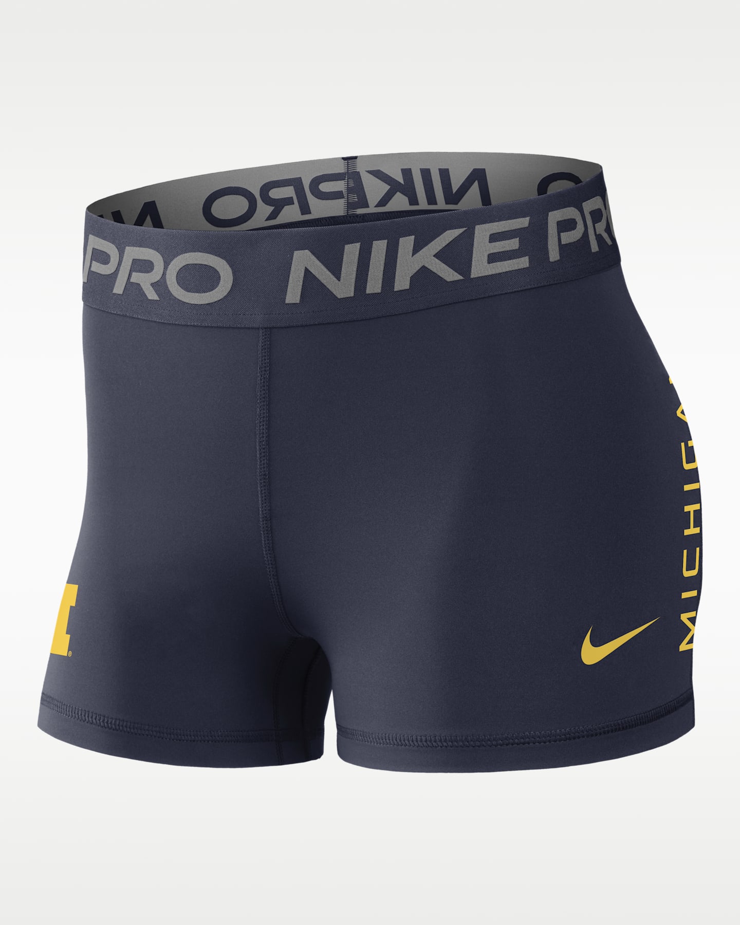 Женские шорты со средней посадкой Nike Dri-FIT College Michigan Pro, цвет: Тёмно-синий — фото 3