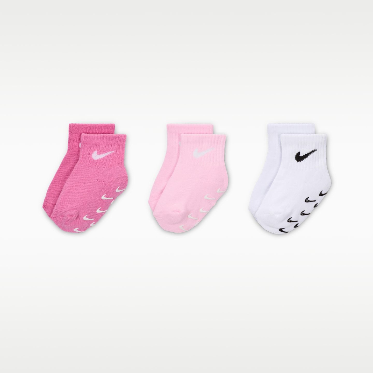 Нескользящие короткие носки для малышей Nike, 3 пары, цвет: Фламинго — фото 1