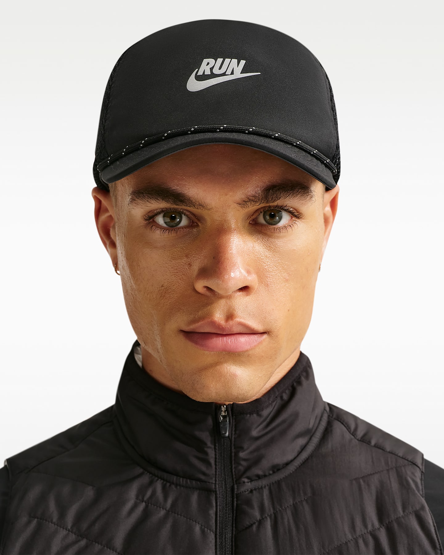 Кепка Nike Pro Dri-FIT Unstructured Swoosh Run, цвет: Чёрный / Антрацитовый — фото 7