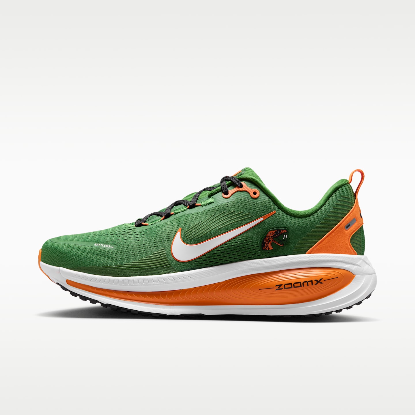 Мужские кроссовки Nike Vomero 18 (Florida A&M) College Road Running, цвет: Зелёный / Белый — фото 1