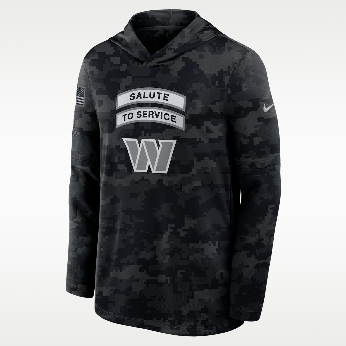 Мужской лонгслив с капюшоном Nike Washington Commanders Salute to Service Dri-FIT NFL, цвет: Чёрный — фото 1