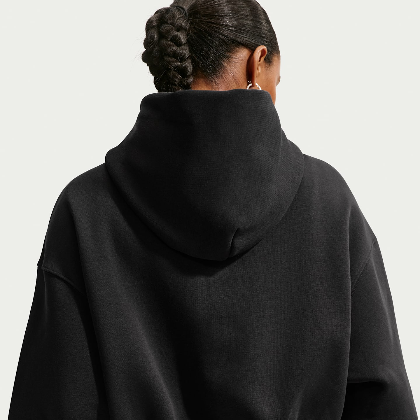 Женское худи Nike Sportswear Phoenix Fleece Oversized Cropped Henley, цвет: Чёрный / Молочный — фото 2