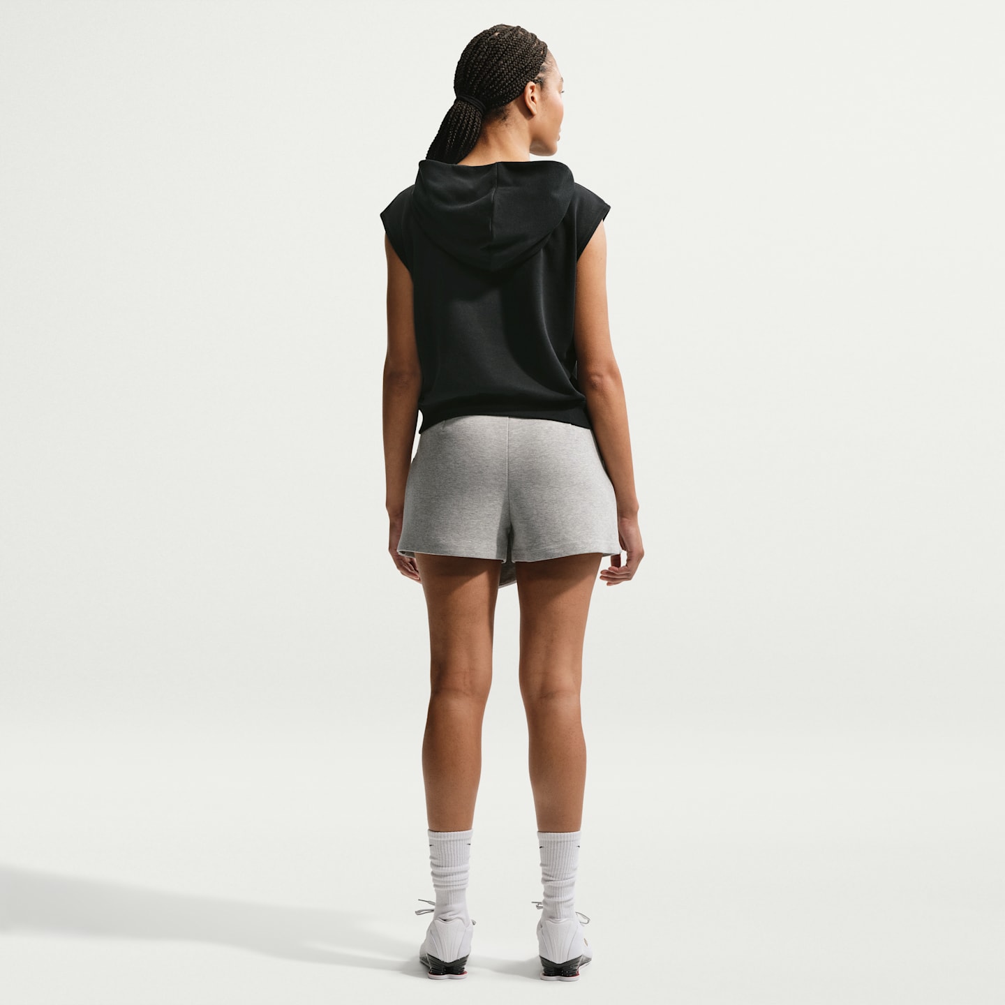 Женская юбка-шорты Nike Sportswear Tech Fleece со средней посадкой, цвет: Серый меланжевый / Чёрный — фото 5