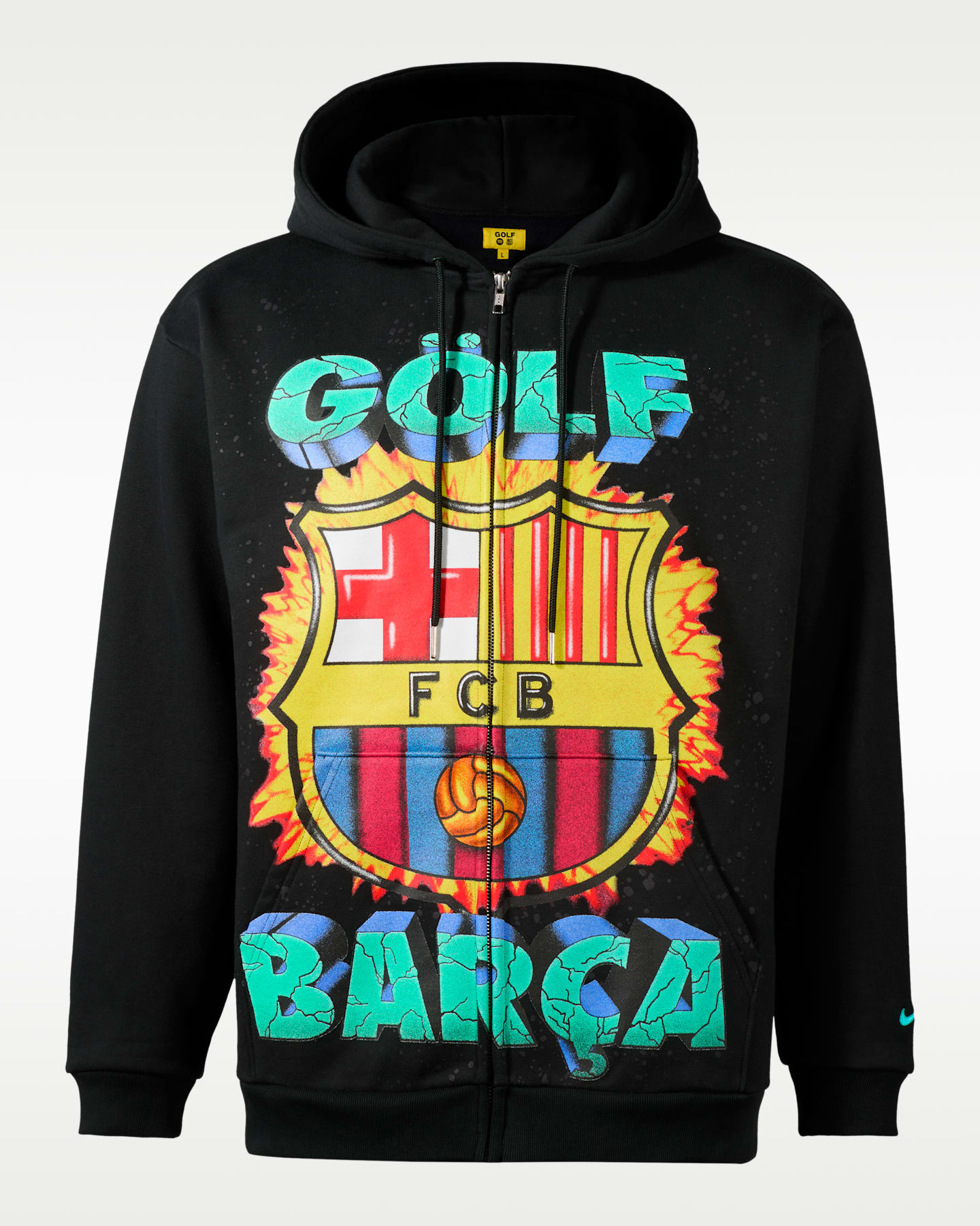 Мужское худи Nike FC Barcelona x Golf Wang Soccer Full-Zip, цвет: Чёрный — фото 4