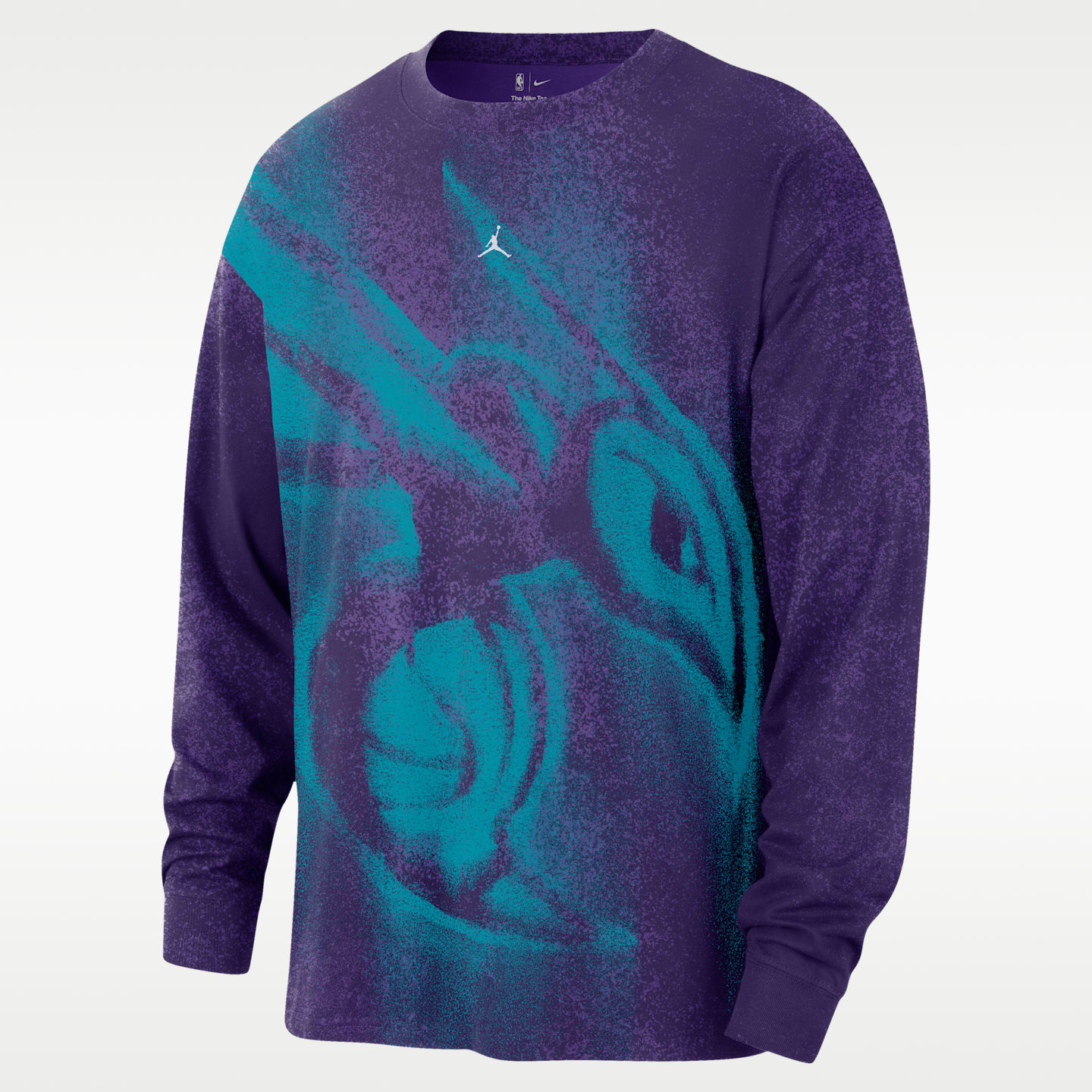 Мужская футболка Nike Charlotte Hornets Essential Anthem Long-Sleeve Basketball, цвет: Фиолетовый — фото 1