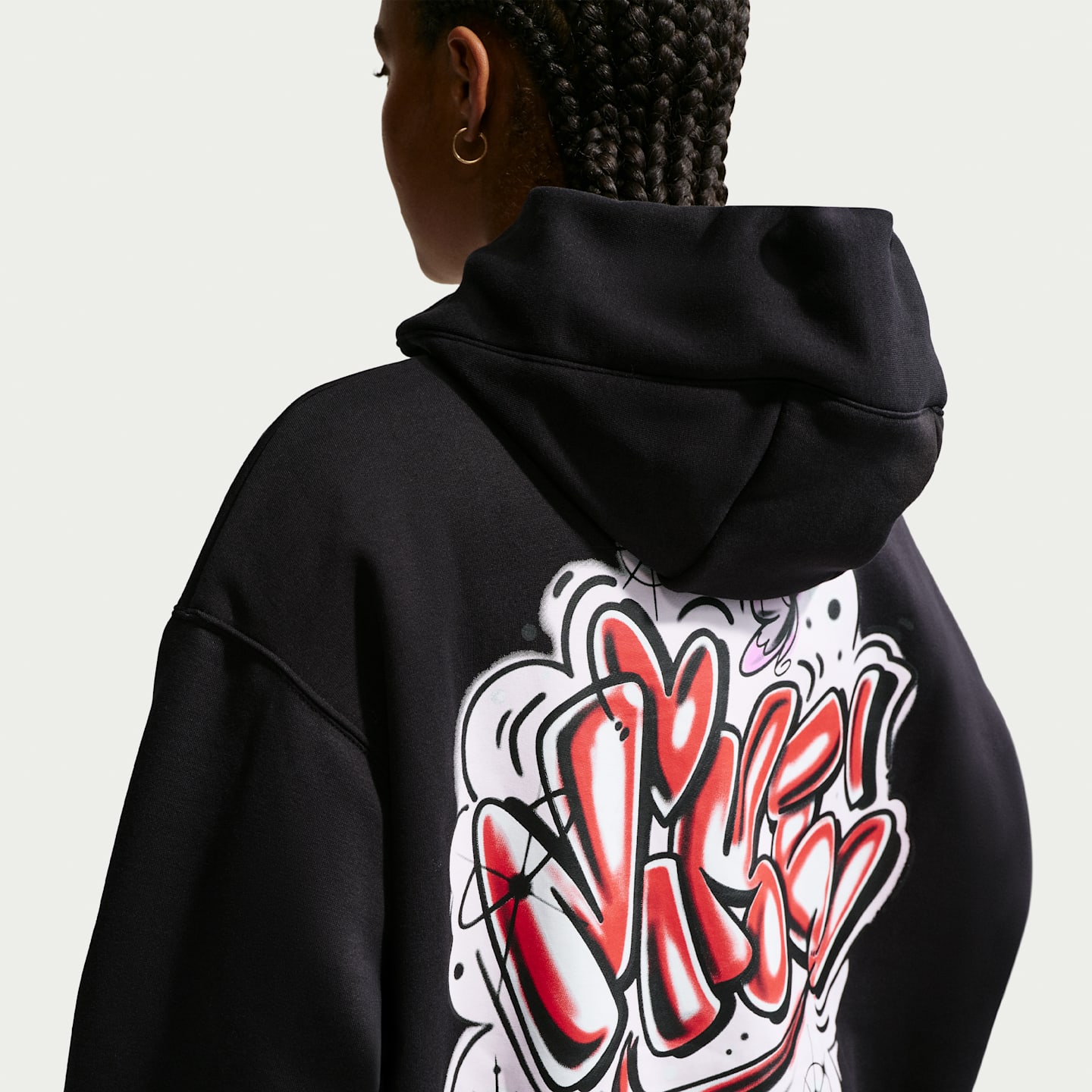 Женское худи Nike Sportswear Phoenix Fleece Oversized, цвет: Чёрный / Светлый пурпурный — фото 2
