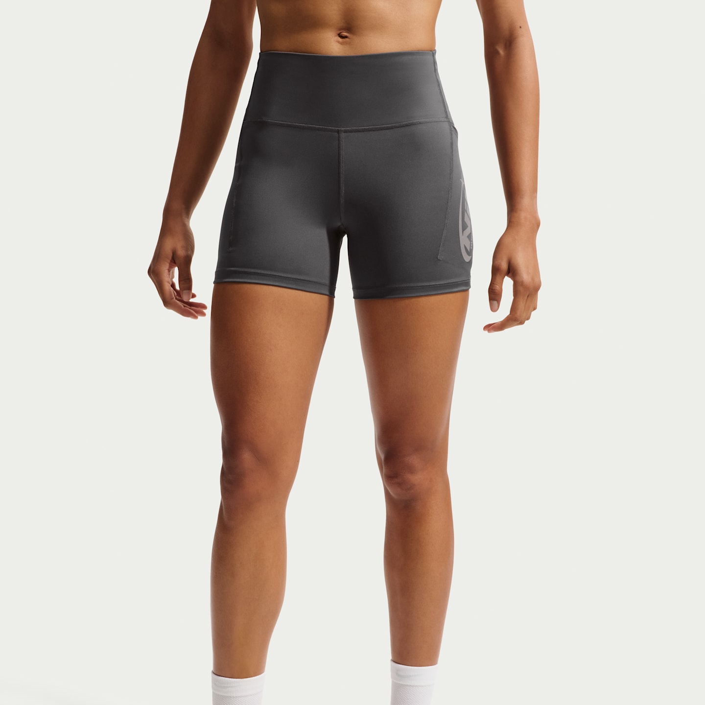 Женские облегающие беговые шорты Nike Swift с высокой талией, 4, цвет: Средний пепельный — фото 2