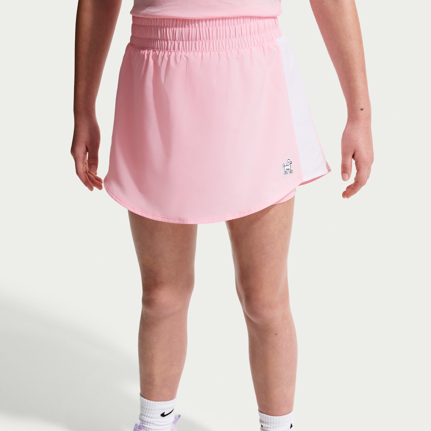 Детская юбка-шорты Nike One Dri-FIT с высокой талией, цвет: Розовый / Белый — фото 2