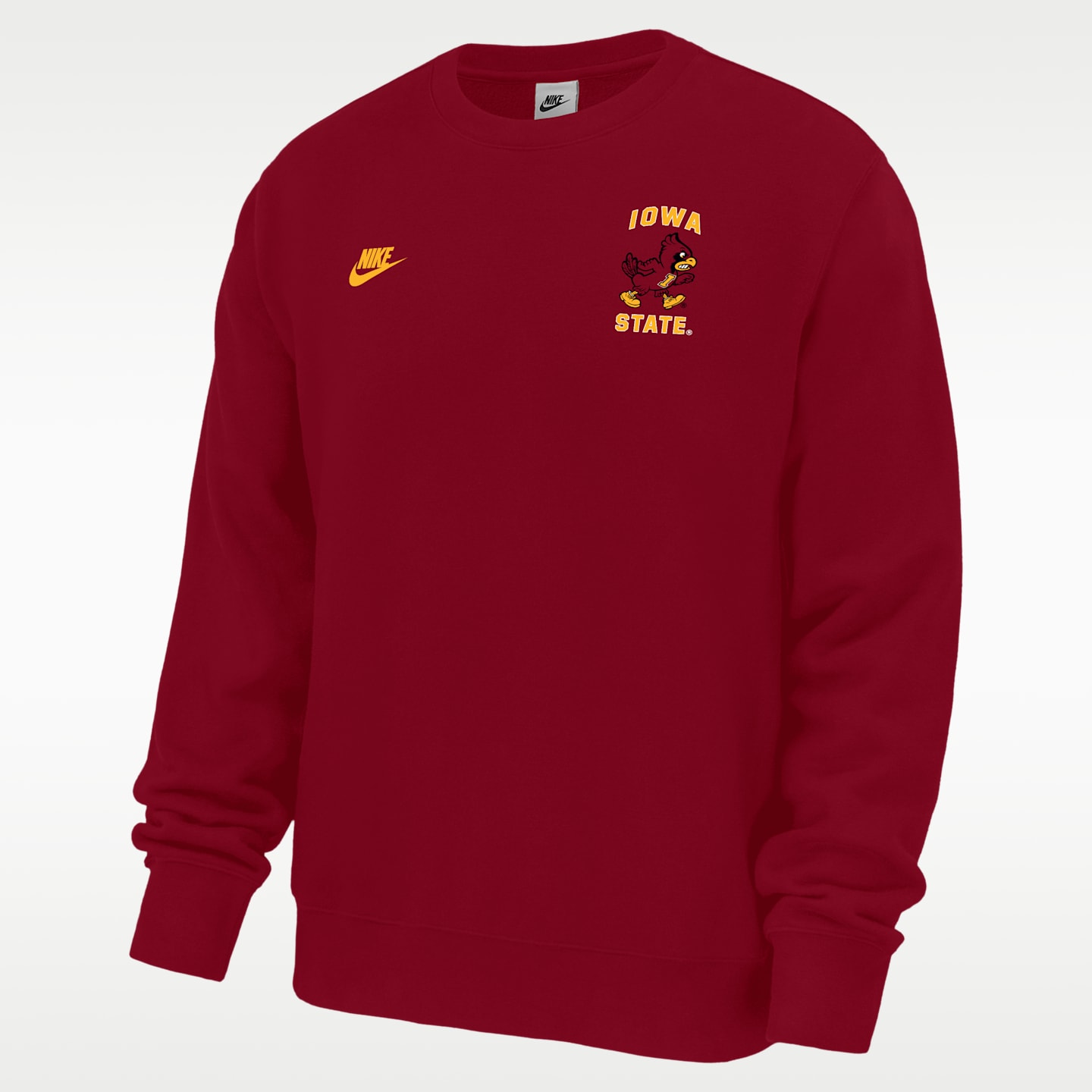 Мужская толстовка Nike Iowa State Cyclones Club Football Fleece Crew-Neck, цвет: Малиновый — фото 1
