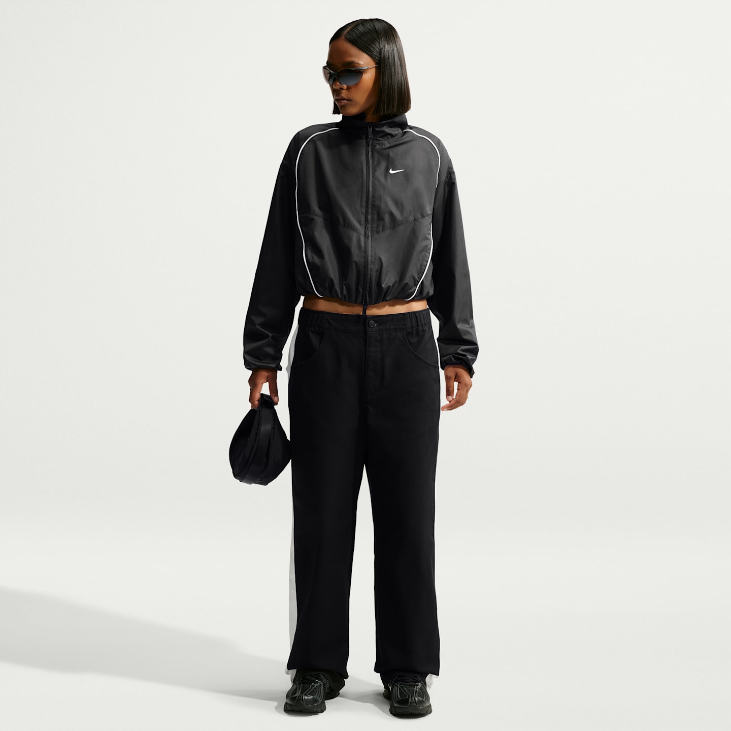 Женская свободная спортивная куртка Nike Sportswear, цвет: Чёрный / Белый — фото 4