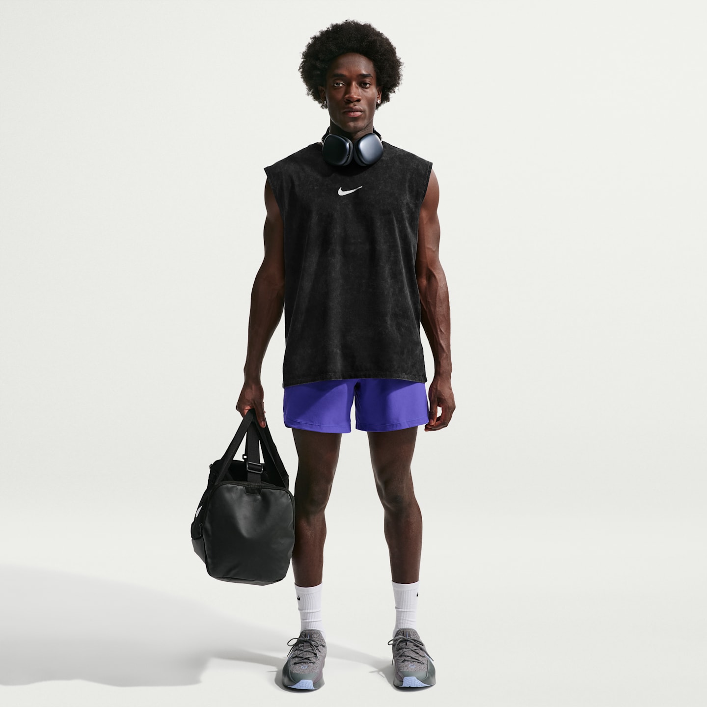 Мужская тренировочная футболка Nike без рукавов, цвет: Чёрный — фото 4