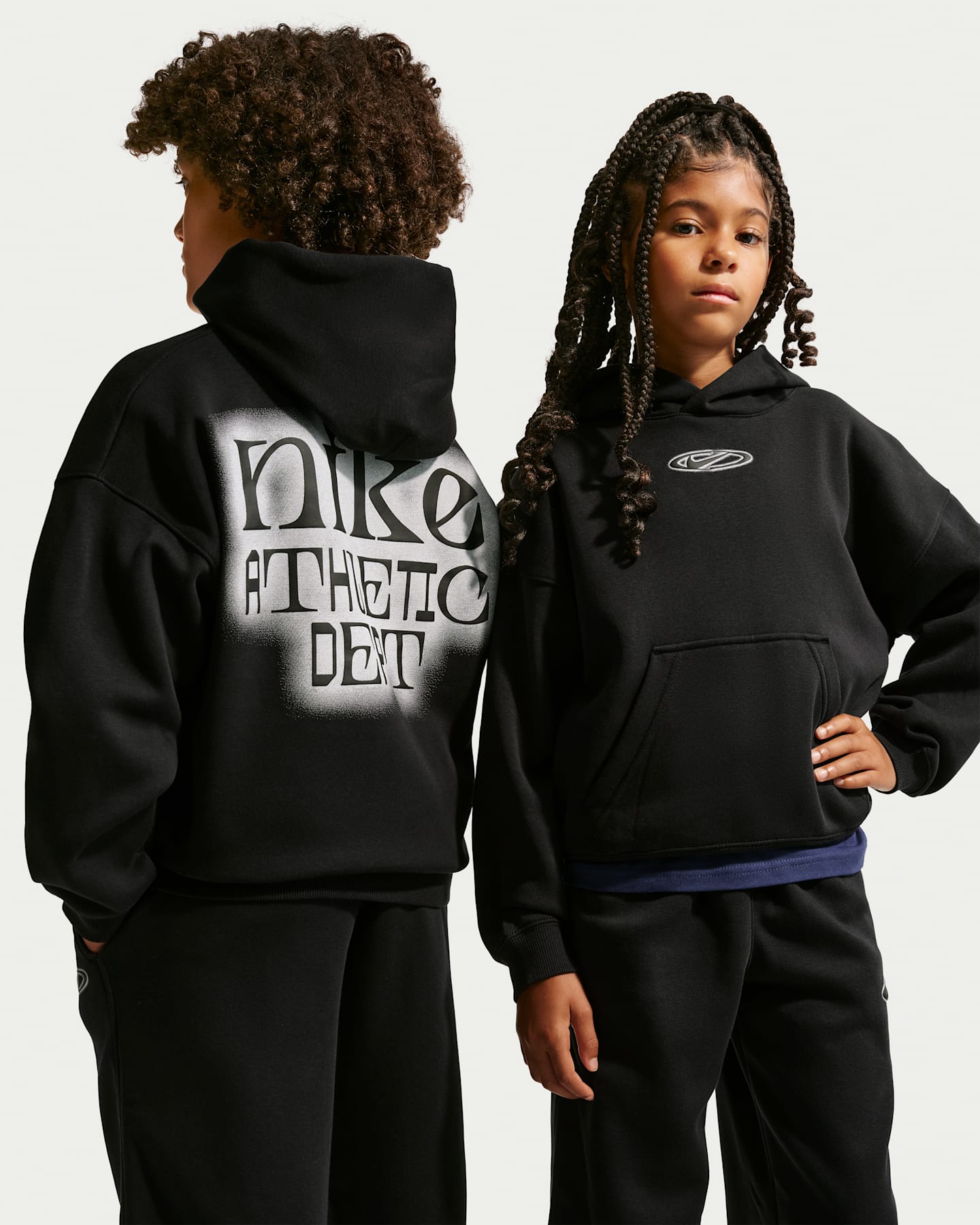 Детское худи Nike Sportswear Club Fleece оверсайз, цвет: Чёрный / Белый — фото 8