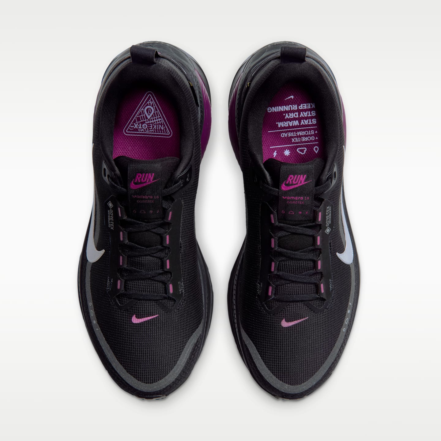 Женские кроссовки Nike Vomero 18 GORE-TEX Waterproof Road Running Shoes with Reflective Accents, цвет: Чёрный / Ягодный — фото 4