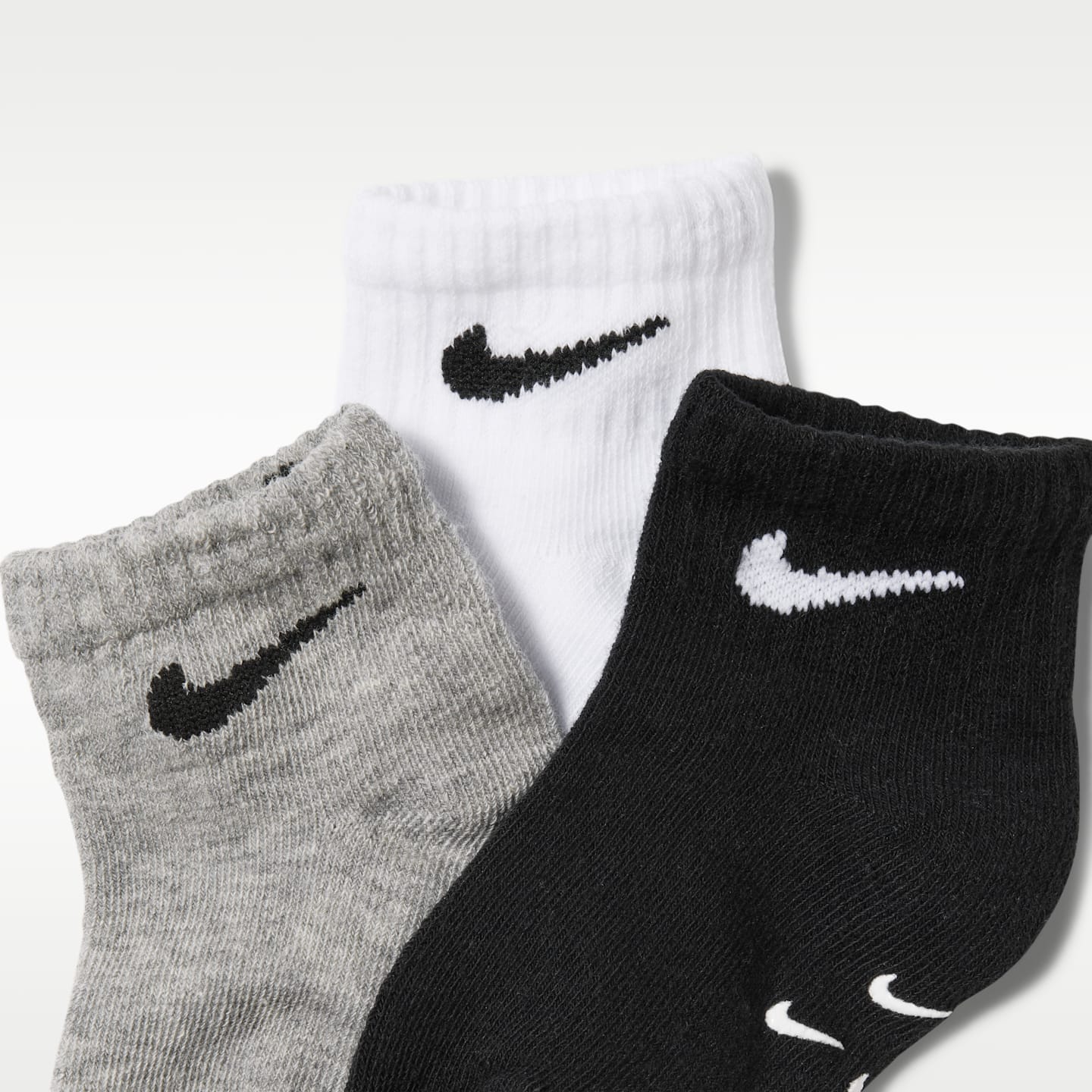 Нескользящие носки для малышей Nike Core Swoosh, 6 пар, цвет: Тёмный серый меланжевый — фото 2