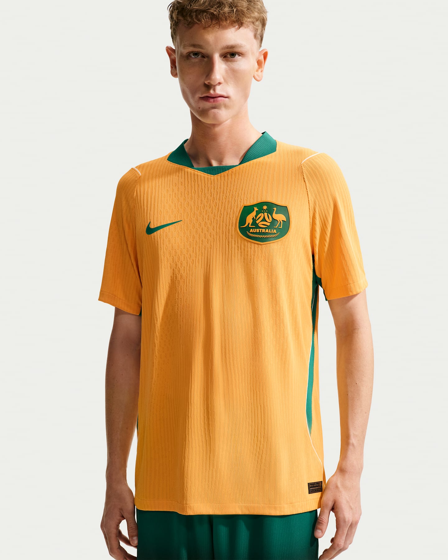 Мужское футбольное игровое джерси Nike Australia 2026 Match Home Aero-FIT, цвет: Золотой / Зелёный — фото 6