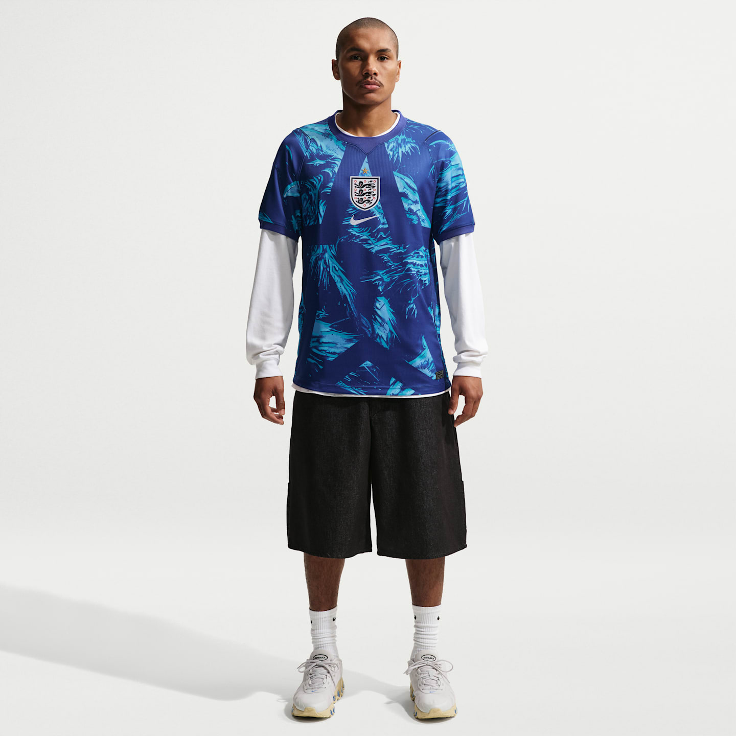 Мужская футбольная футболка вратаря Nike England 2026 Stadium Dri-FIT Replica, цвет: Синий / Чёрный — фото 4