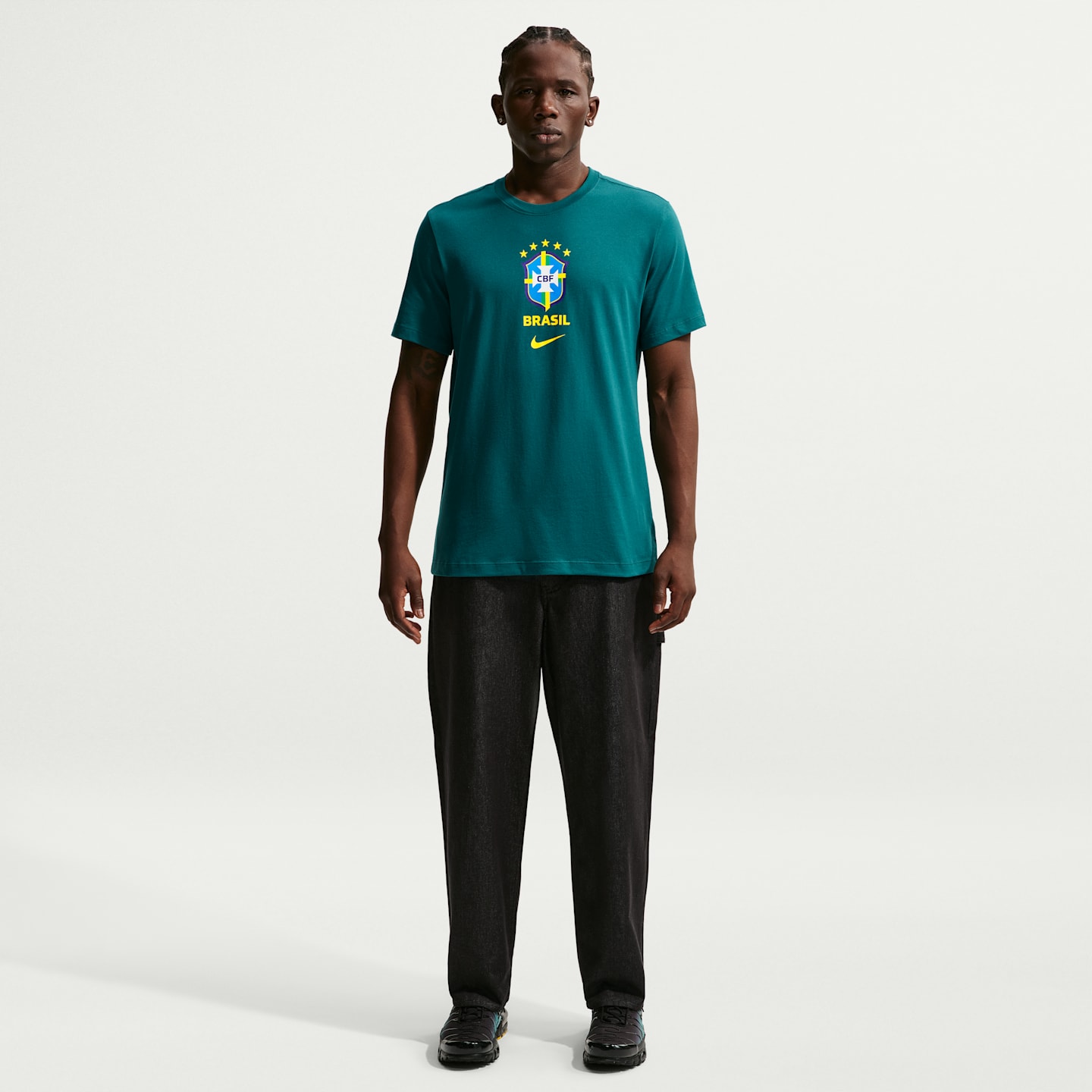 Мужская футбольная футболка Nike Brazil, цвет: Бирюзовый — фото 4
