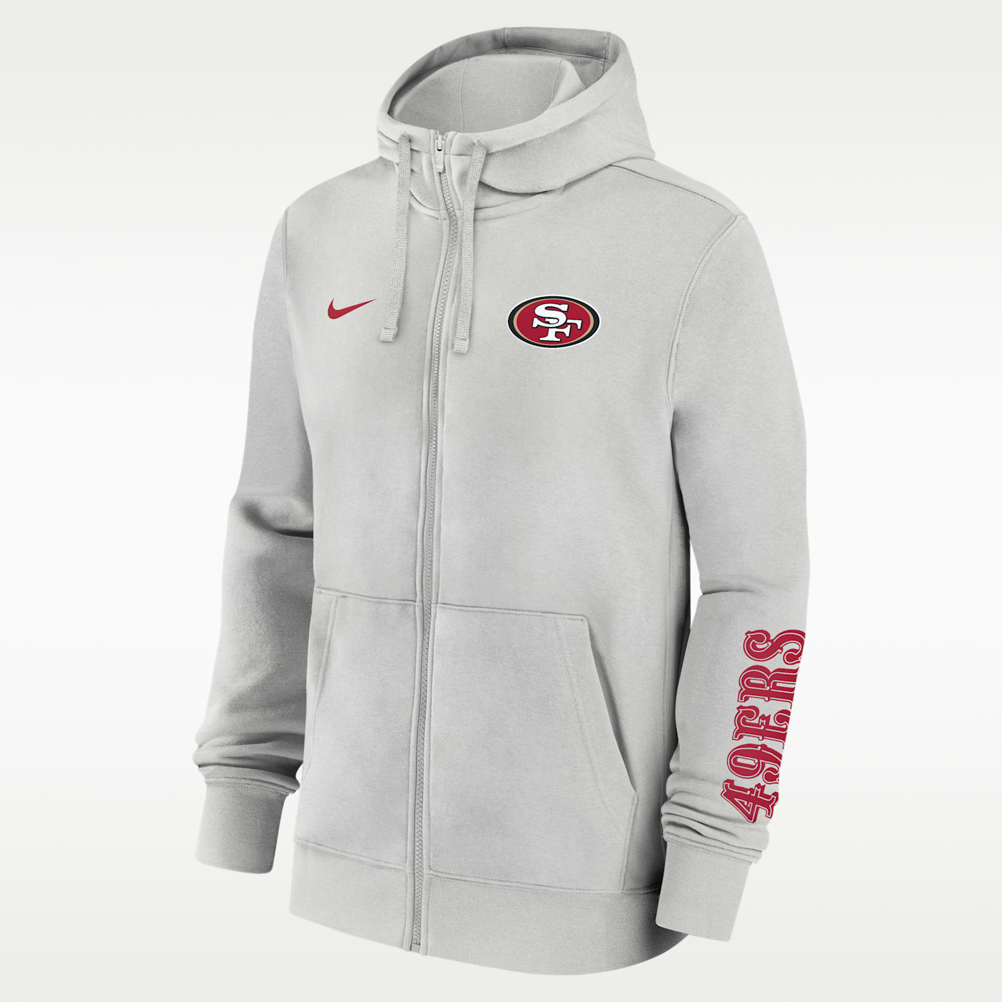Мужская худи на молнии Nike San Francisco 49ers Club NFL, цвет: Серый — фото 1